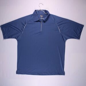 Tri Mountain Gold Collard Shirt Mens Size‎ L Blue Breathable Mesh Athletic Polo